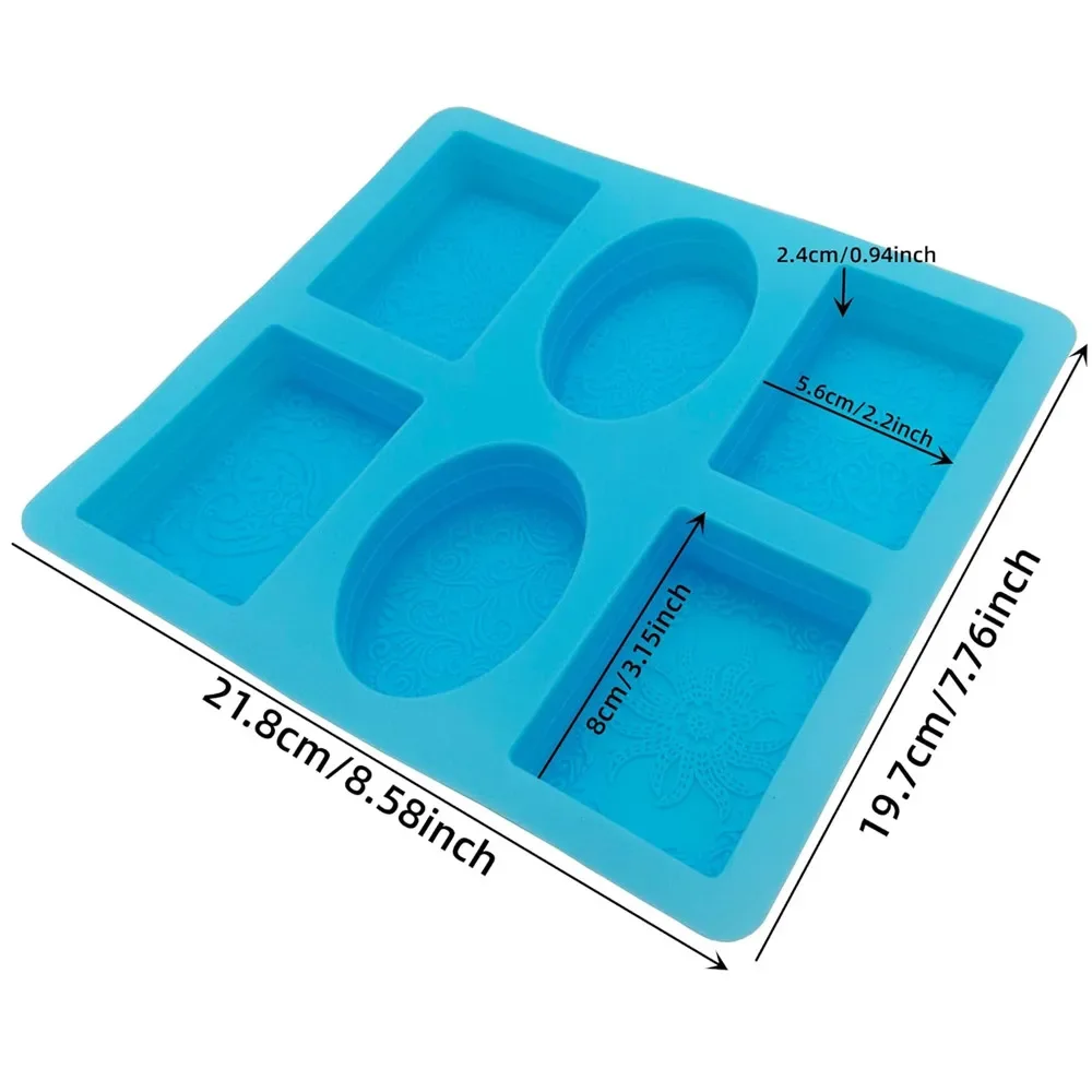 6 Cups Silicone Flower Soap Molds Silicon Rectangle Candle Moulds Oval Soap Bar Making Tool silicone mold soap molds