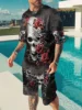 Goth Horror Skull 3D Print Punk T-Shirt Shorts 2 Piece Hip Hop Men Women's Fashion Streetwear Casual T-Shirt O-Neck Hot-selling 3