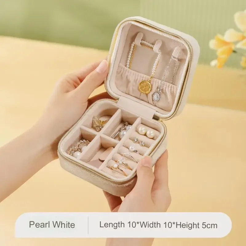 Girl's Velvet Jewelry Storage Box, Double Jewelry Storage, Travel Portable Jewelry Box