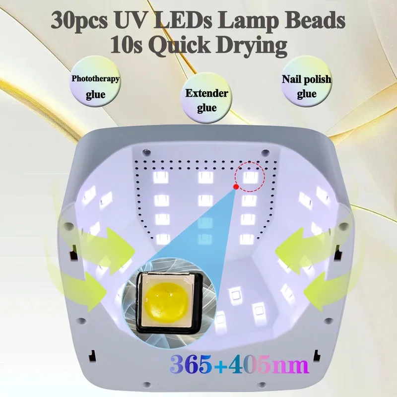 New Rechargable UV LED Nail Lamp Dryer With Display Smart Nail Drying Lamp for Fast Dry Curing All Gel Nail Polish M