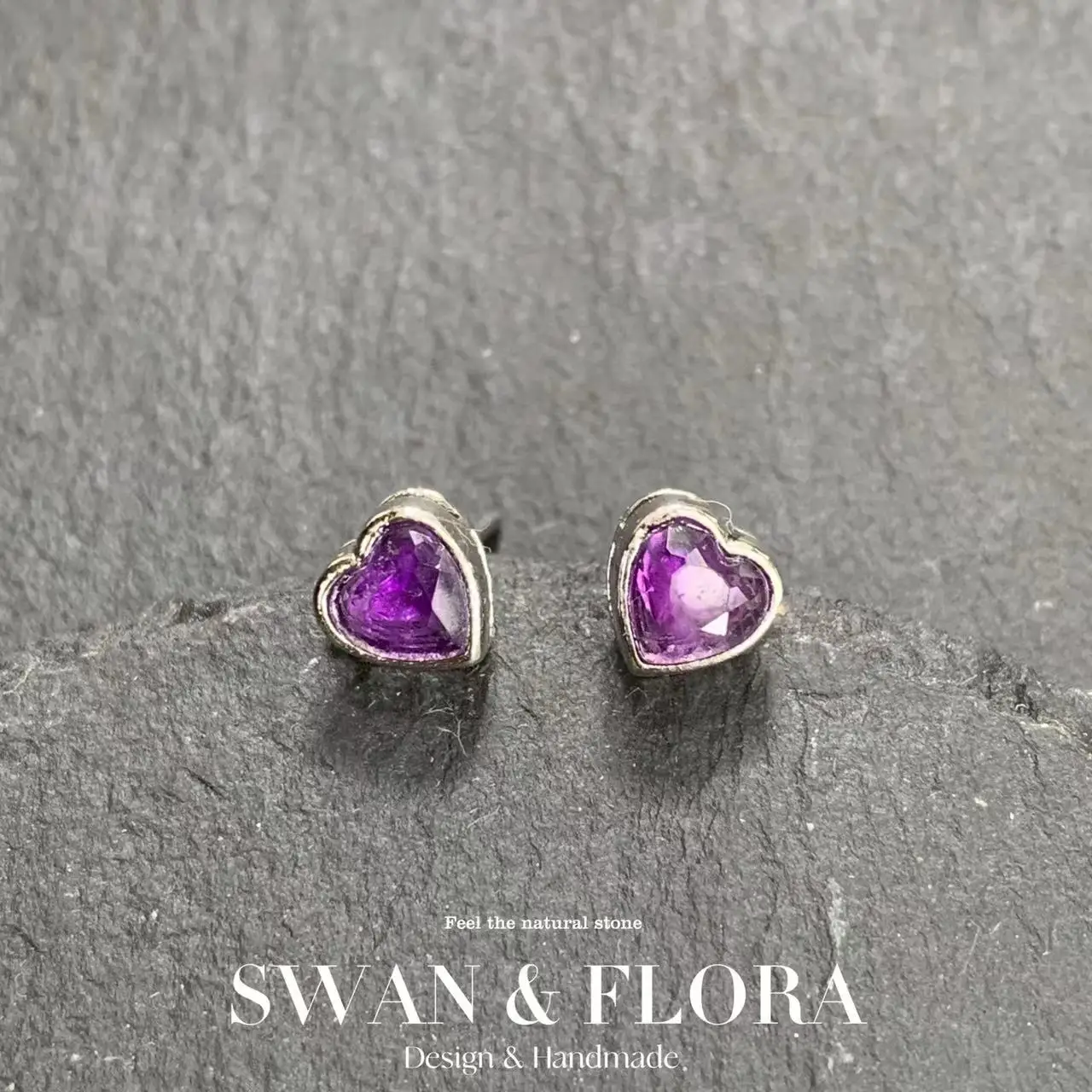 

MM Natural Amethyst Stud Earrings For Women Real 925 Sterling Silver Vintage Femme Gift Prevent Allergy Fine Jewelry Stone