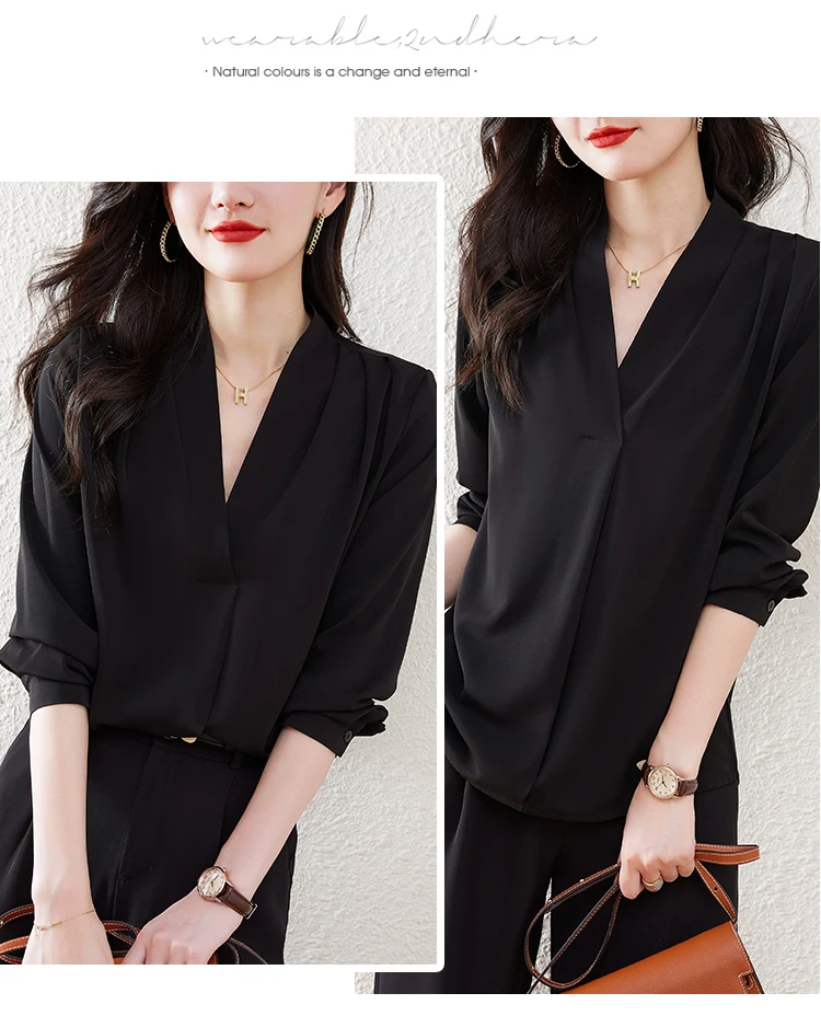 Women's V-Neck Blouse Fabric Detail