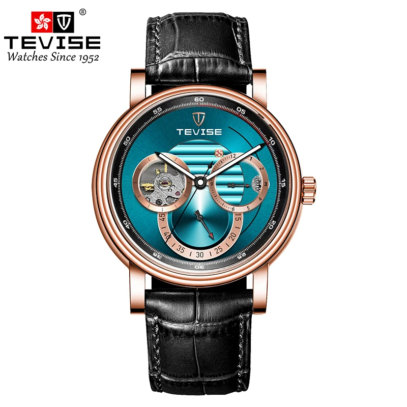Automatic Mechanical Watch for Men Leather Strap Skeleton Watch 24 Hours Luminous Watch Fashion Casual Watch - 4