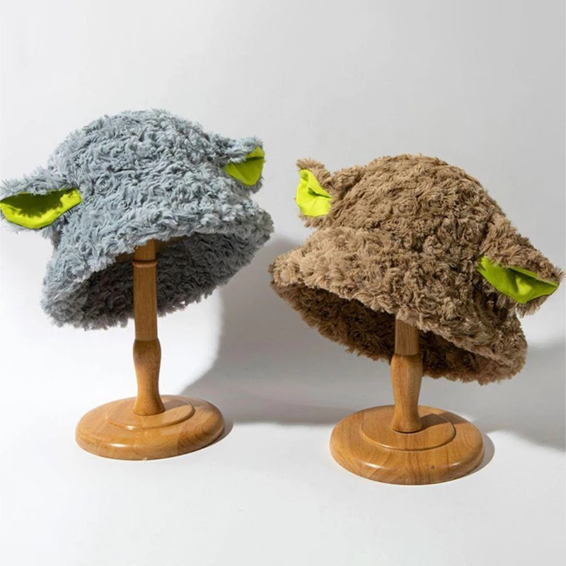 

Cute Girl Lambswool Handmade Sheep Baa Bucket Hat Lolita Sheep Cap With Ears Black White Sheep Ear Hat Holiday Gift