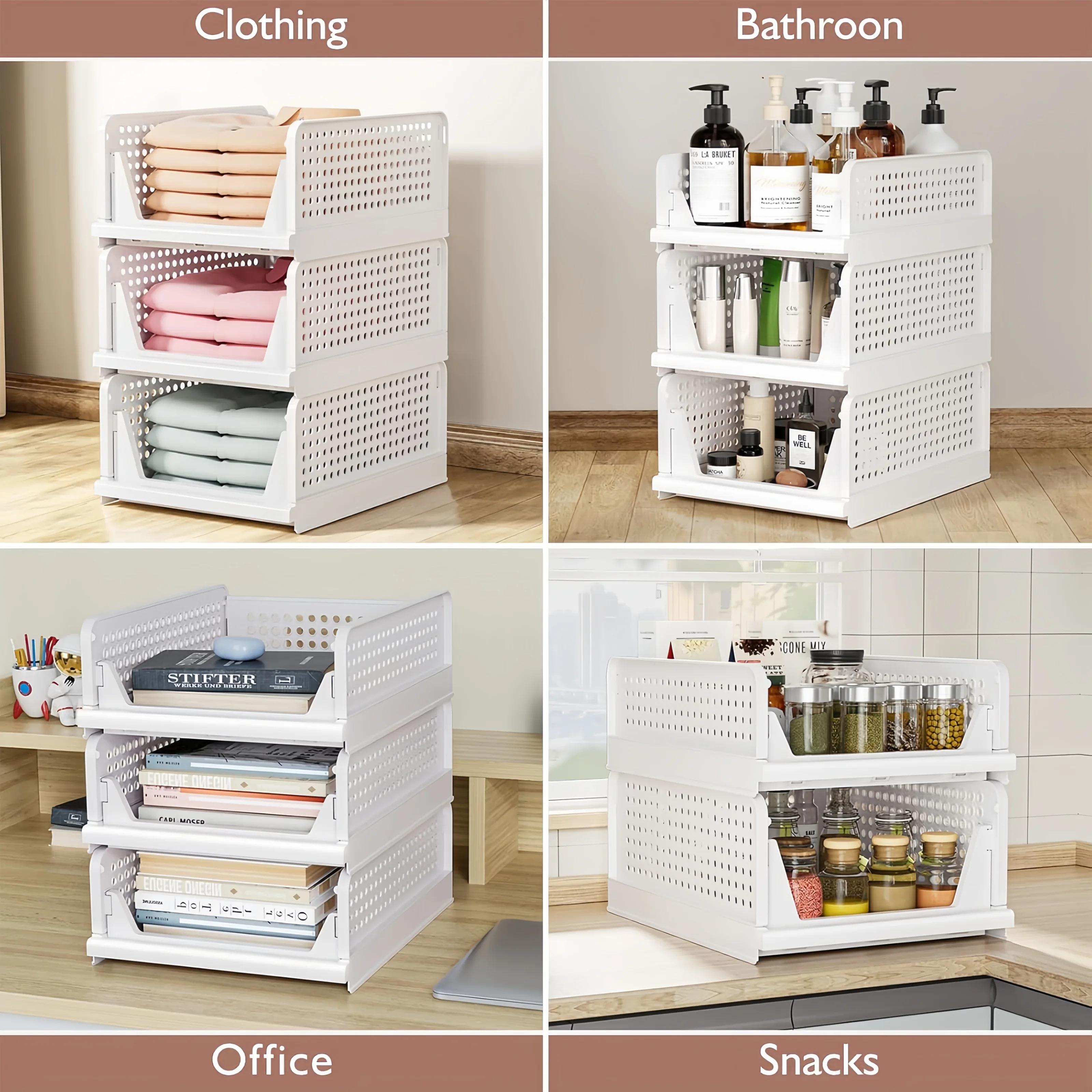 Foldable Drawer Organizer Box，Home Stackable Clothes and Underwear Storage Box，apply To Wardrobe Cupboard Kitchen BathroomOffice - 6