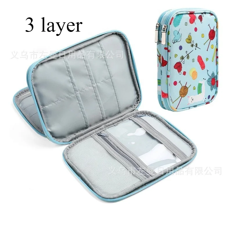 Knitting Needles Case Travel Pouch Organizer Storage Bag For Circular Knitting Needles Crochet Hooks Sewing Accessories