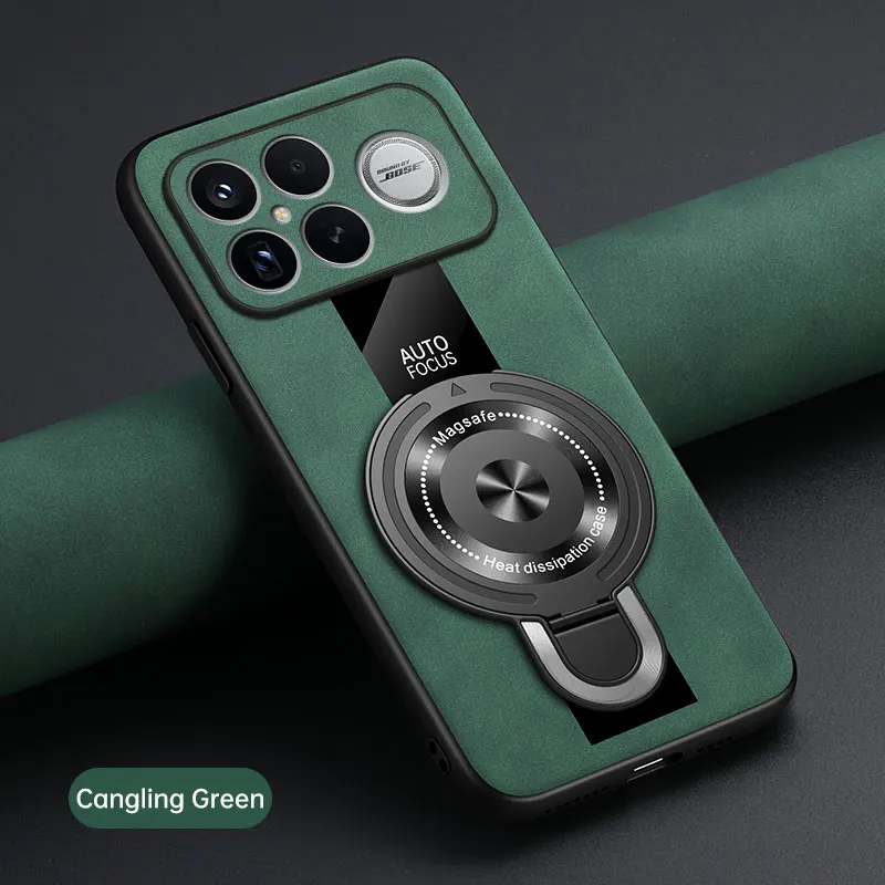 Luxury Silicone Leather Magnetic Ring Holder Case - Premium Shockproof Cover