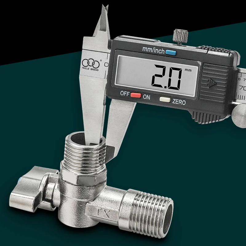 Description Picture 3 of itemStainless Steel Angle Valve Ball Core Large Flow Shower Diverter G1/2'' Toilet Stop Valve Water Heater Corner Faucet