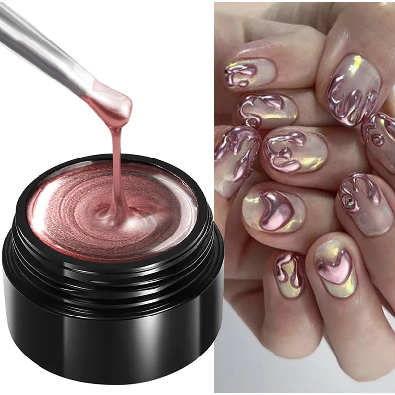 Gel Nail Polish Metallic Painting Chrome Gold Silver Rose Gold Mirror Effect Super Bright Drawing Line French Nail Art Varnish gel nail polish