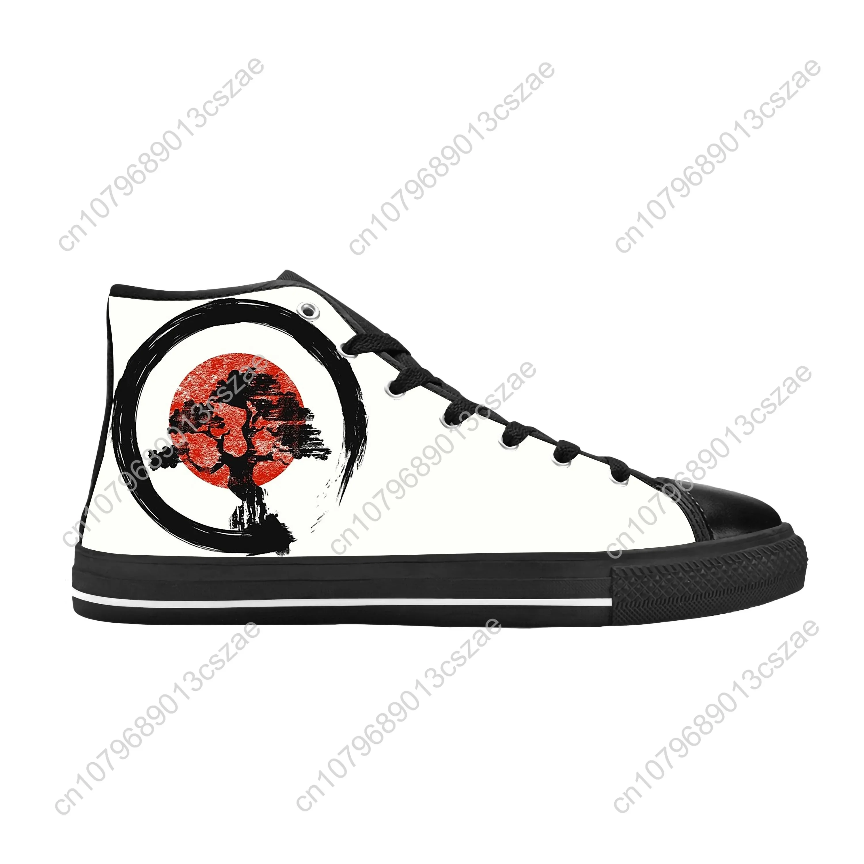 Hot Bonsai Tree Japanese Zen Buddhist Enso Circle Casual Cloth Shoes High Top Comfortable Breathable 3D Print Men Women Sneakers