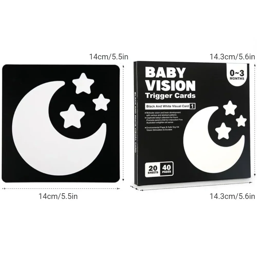 0-36M Newborn Visual Learning Book Baby Vision Stimulation Card Black and White Contrast Card Early Education Toy Montessori Toy 6