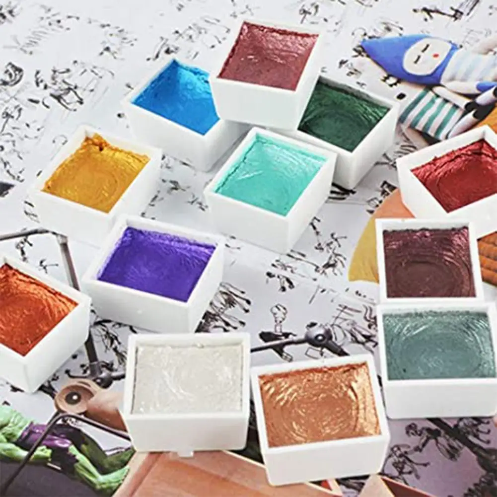 Watercolor Painting Set Watercolor Paint Watercolor Pigment 12 Colors Pearlescent Watercolor Paints