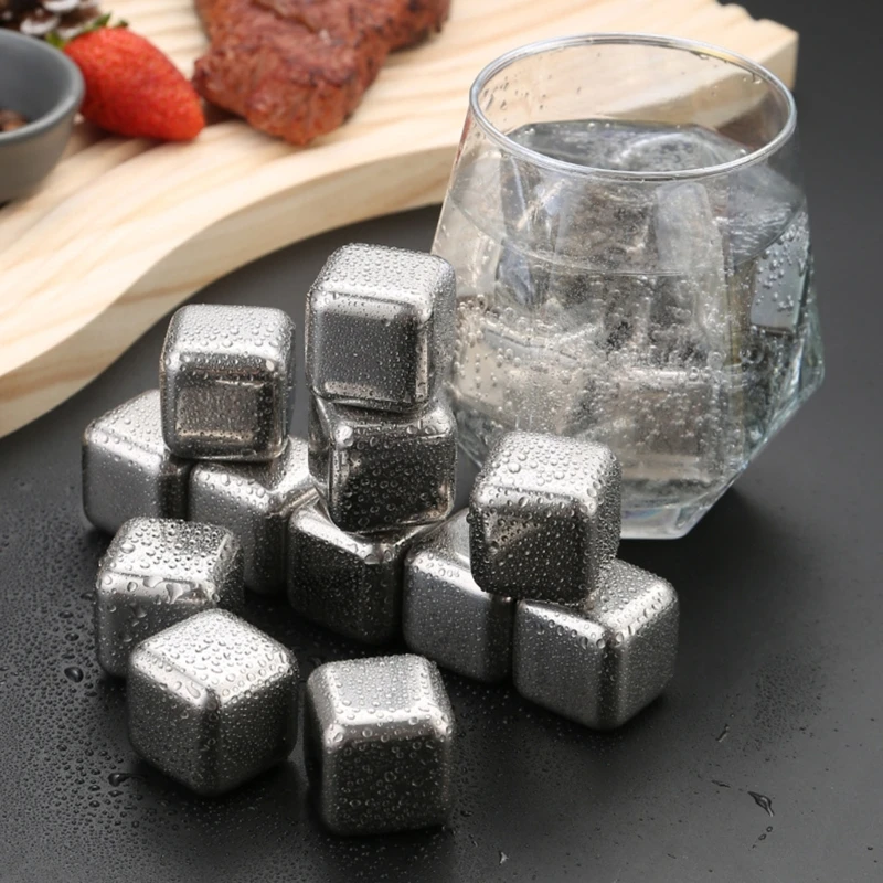 Stainless Steel Gold Ice Cube Set Beer Red Wine Coolers Reusable