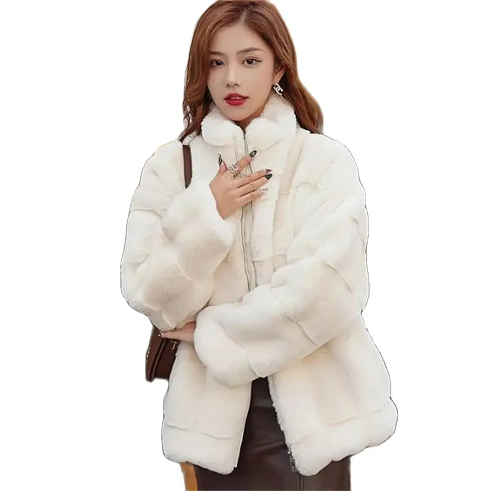 WomensFauxFurHoodedJacketsDetachableCottonPaddingWarmCoat