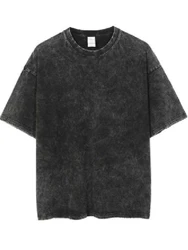 2024 Vintage Washed Retro Punk Streetwear Women's T-Shirt - Casual Harajuku Cotton Short Sleeve Top - S (Black)