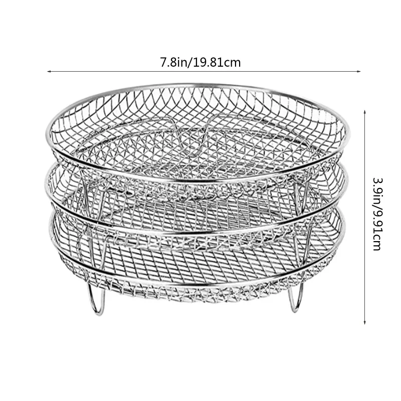 Round Stainless Steel Airfryer Rack Steamer Roasting Stand for Air