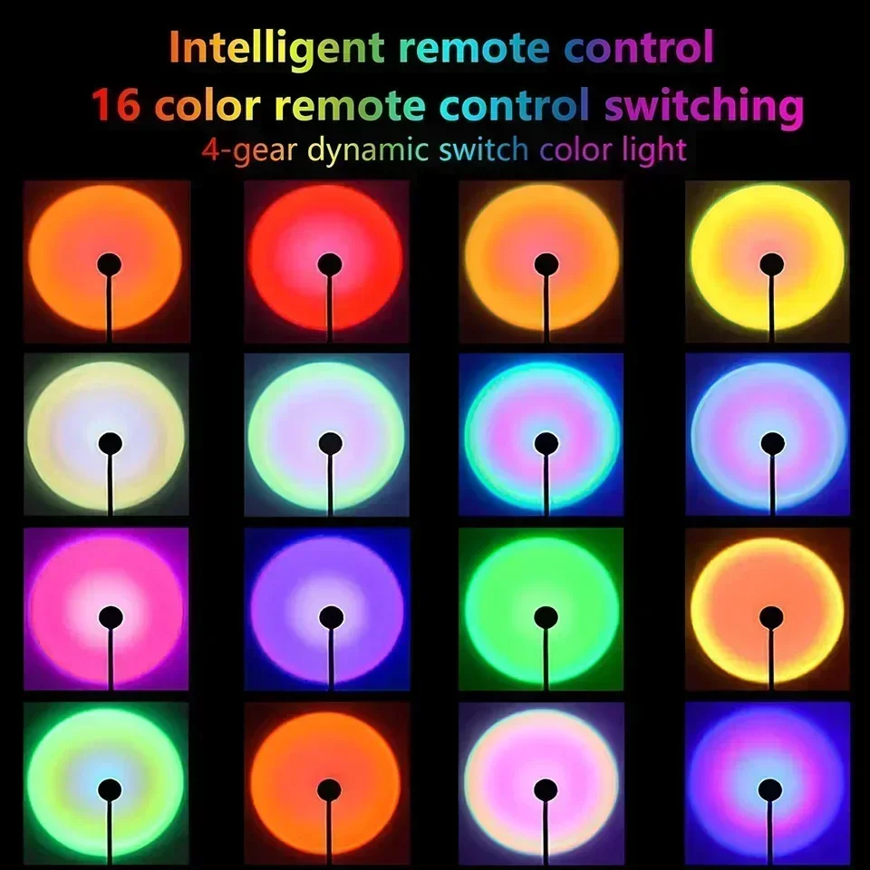Description Picture 6 of itemSunset Lamp Projection Led Lights with Remote 16 Colors Night Light 360° Rotation Rainbow Lights 4 Modes Setting for Photograph