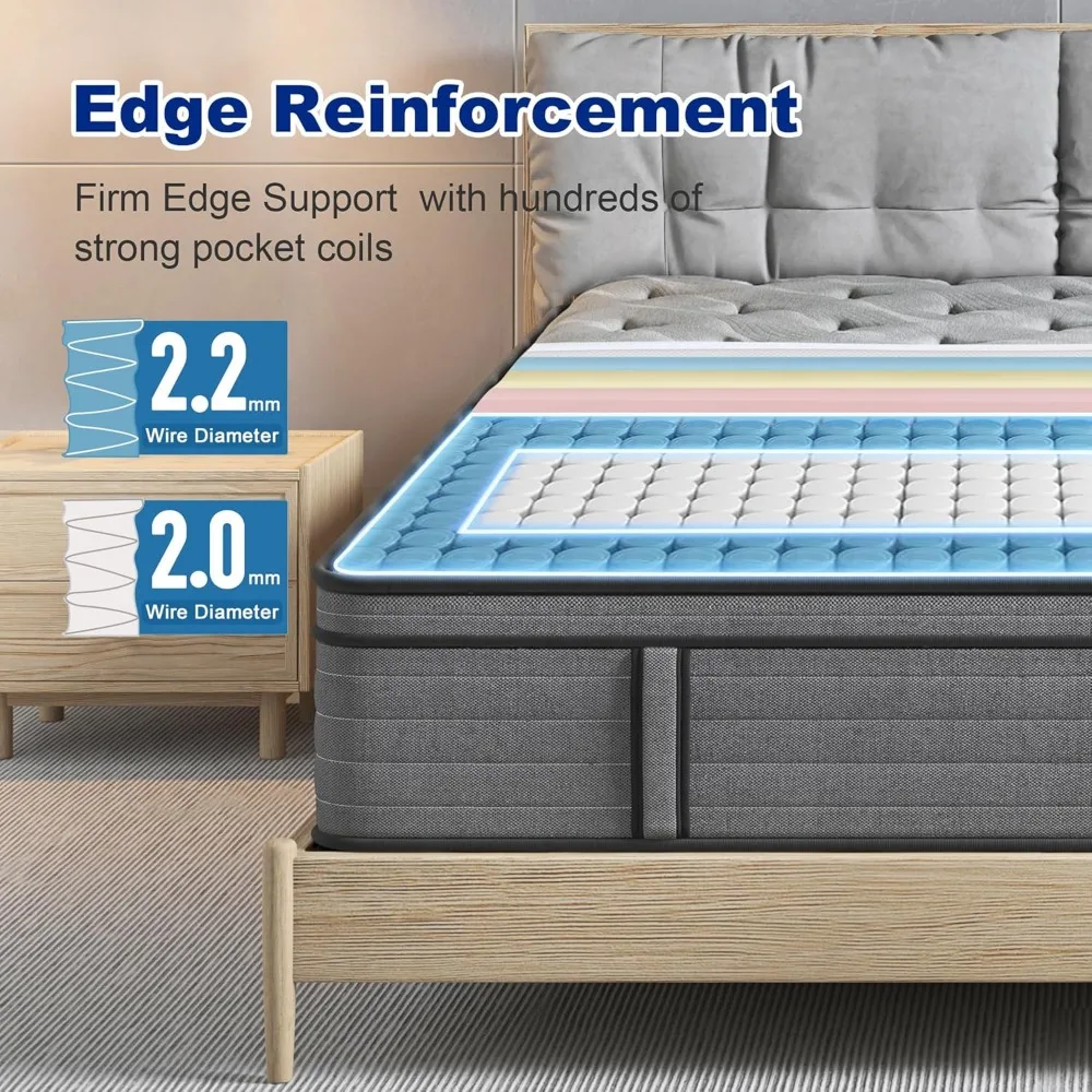 12 Inch Mattress, Medium Firm Hybrid Mattress in a Box, Pressure Relief Memory Foam, Breathable Knitted Cover 6