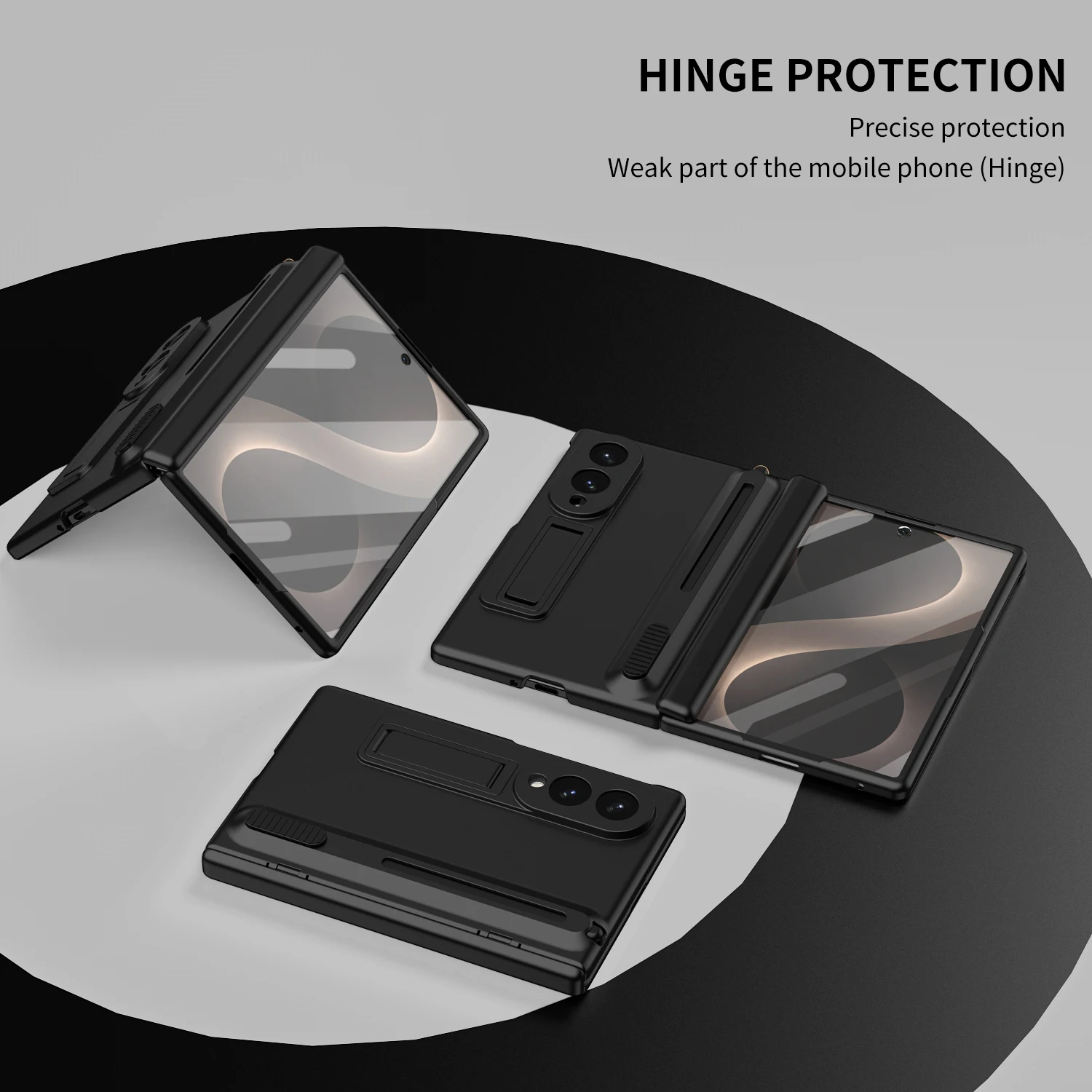 Wide Case with Retractable S Pen Slot, Built-in Kickstand, Hinge Protection, and Tempered Glass Screen Protector