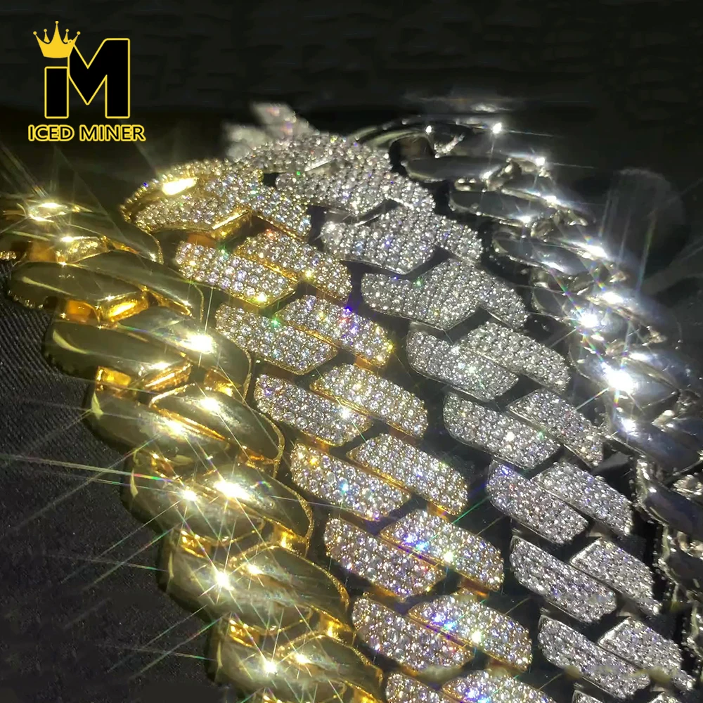 

25mm Big 3 Rows Cuban Link Chain Necklaces For Men Women Bling Zircon Iced Out Chain Jewelry Free Shipping