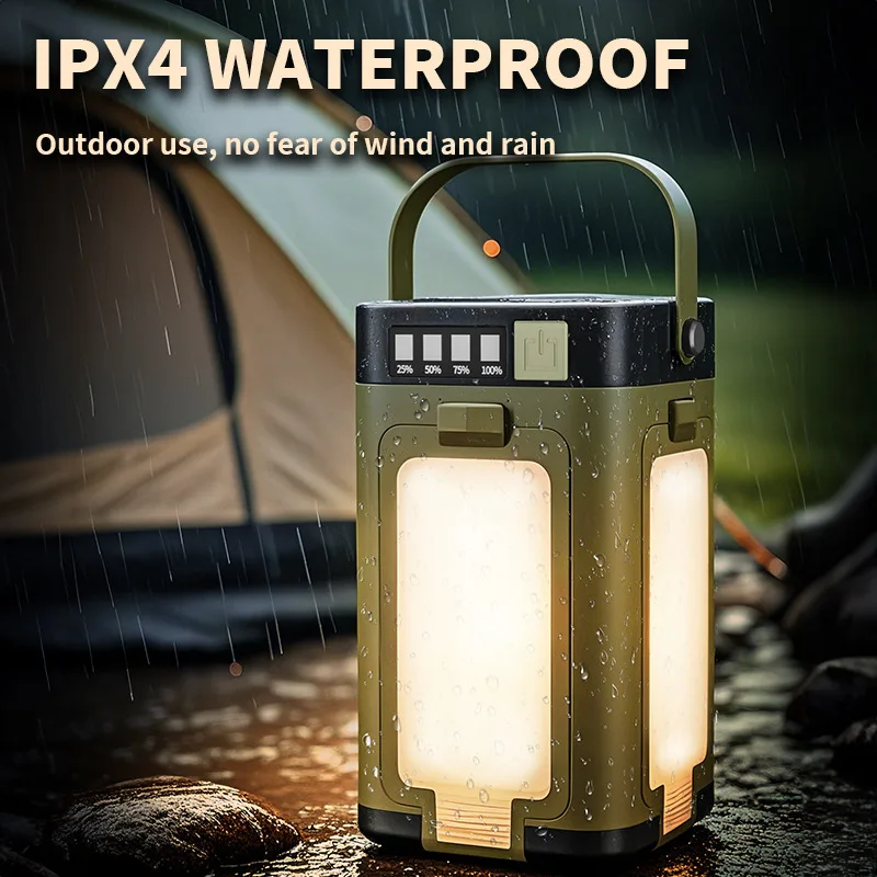 Solar Outdoor Camping Light 4-Blade 90° Expandable Foldable Solar Charging 2000mAh Portable Hanging Tent Light
