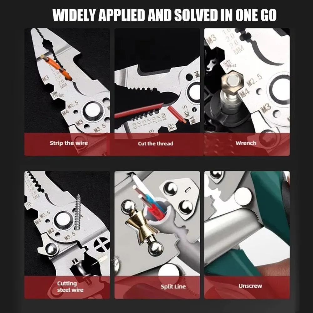 Detail view of multifunctional electrician pliers with ergonomic handle