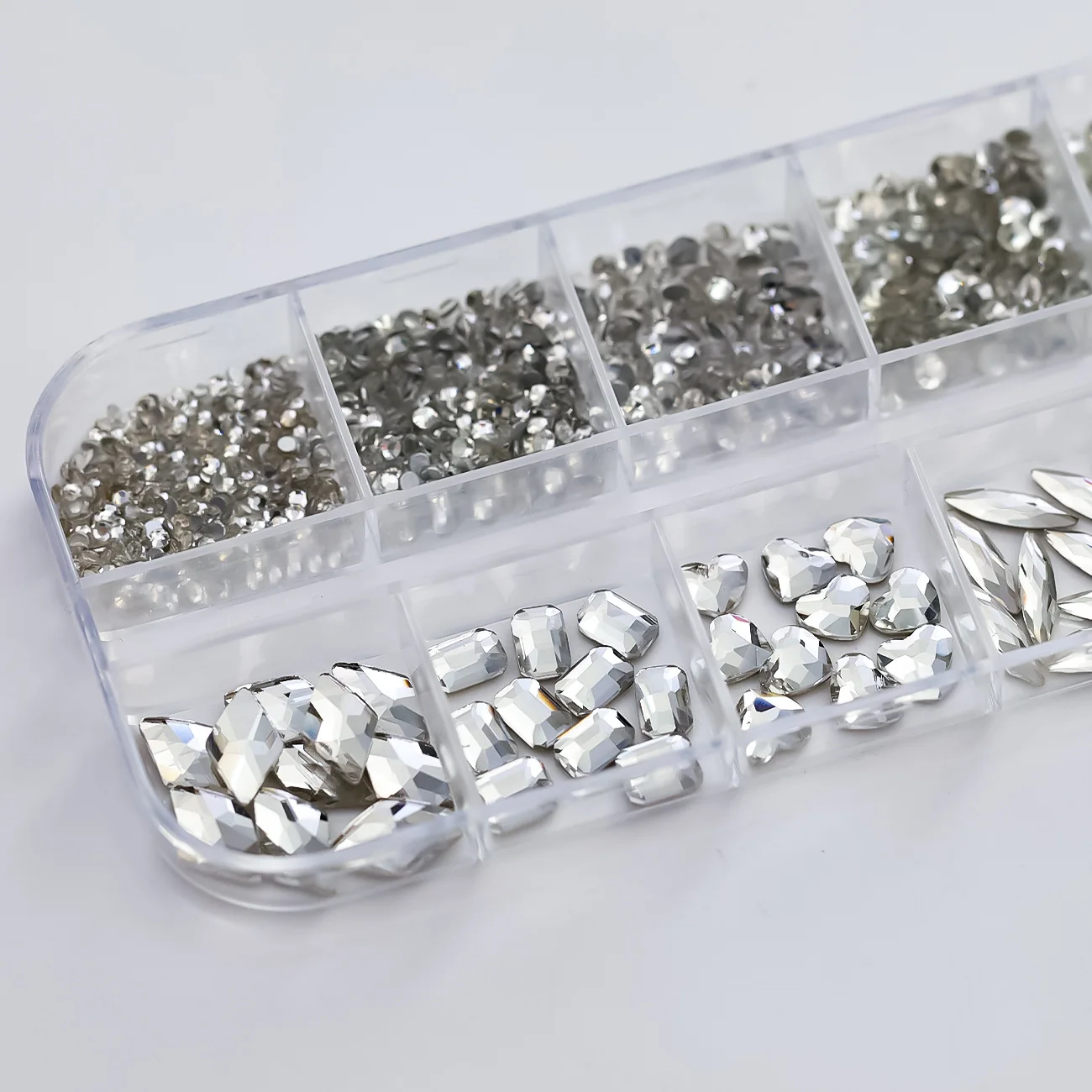 Gemischte hellrosa 3D-Nagel-Strasssteine, Kristall, Herz-Tropfen, quadratisch, runde Form, Glas-Edelsteine, Steine, Maniküre, Nagelkunst-Charms, Zubehör – Detail 13