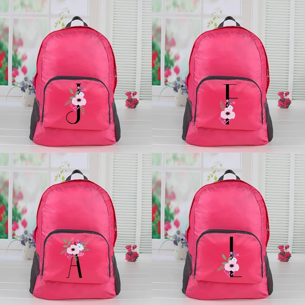 Backpack Girl Travel Portable Daypack Flower and Black Pattern Series  Ultralight Korean Version Large-capacity Casual Backpack
