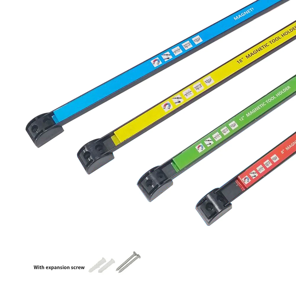 1PC,8 12 18 강력한 자기 도구 막대 주최자 차고 워크샵 하드웨어 보관 마그네틱 스트립 사각형 자기 도구 막대
