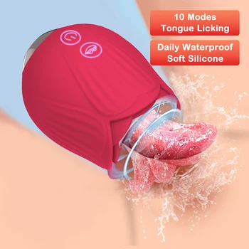 Powerful Rose Vibrator Toy Female Clitoris Stimulator Tongue Oral Licking Masturbator Good Nipple Sex Toys for Women Adult 18 6