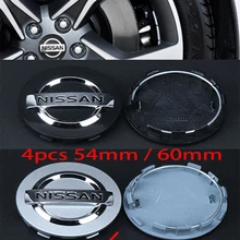 Tapas de cubo de rueda de coche, 4 piezas, 54mm, 60mm, para Nissan Qashqai j11 Juke x-trail Tiida Note Almera Primera Kicks Teana