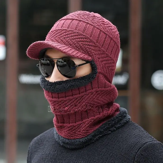 Men's Winter Hat Skullies Beanies Hats Winter Beanies For Men Women Wool Scarf Caps Balaclava Mask Gorras Bonnet Knitted Hat - 4