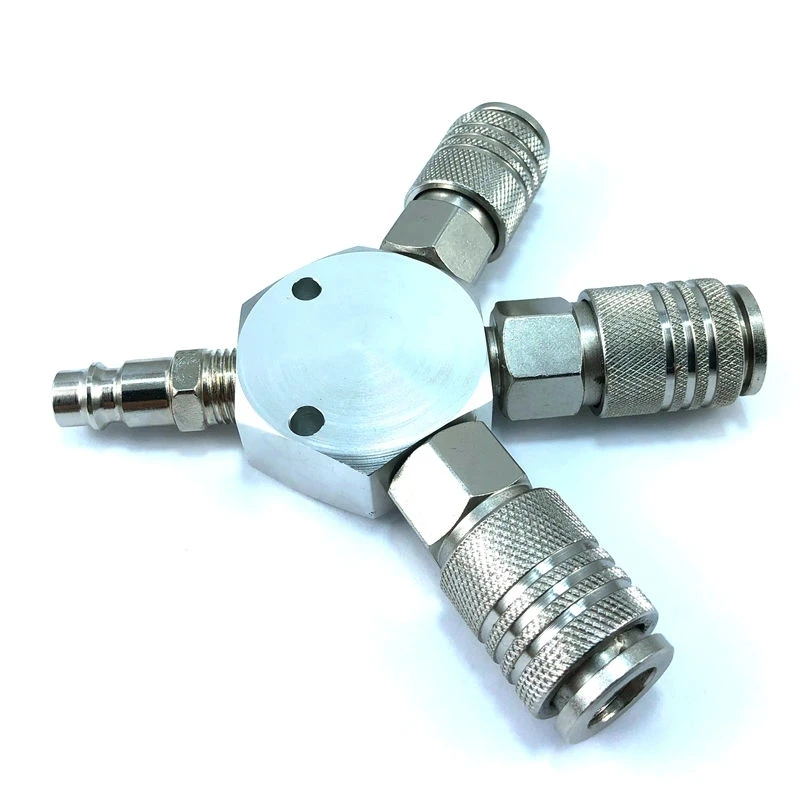 3-WAY MANIFOLD Quick Coupler 1/4''NPT Quick Connector Air Hose Coupling Pneumatic Tools European / American / Universal Style