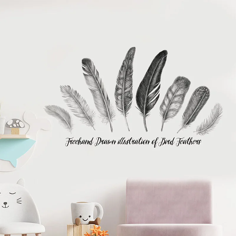 

Креативные настенные Стикеры с перьями, настенные наклейки для гостиной, спальни, прихожей, самоклеящиеся картины, декоративные настенные 391