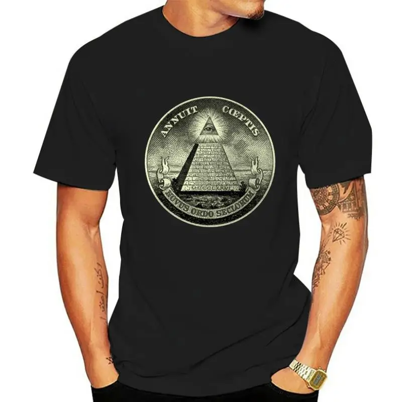 

Designer T Shirt Men Illuminati All Seeing Eye Pyramid Dollar Freemason God Round Neck Short Sleeve Harajuku T-Shirt