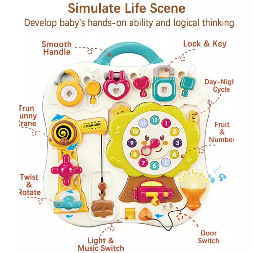 ABS Plastic Sensory Busy Board for Kids Fine Motor Skills