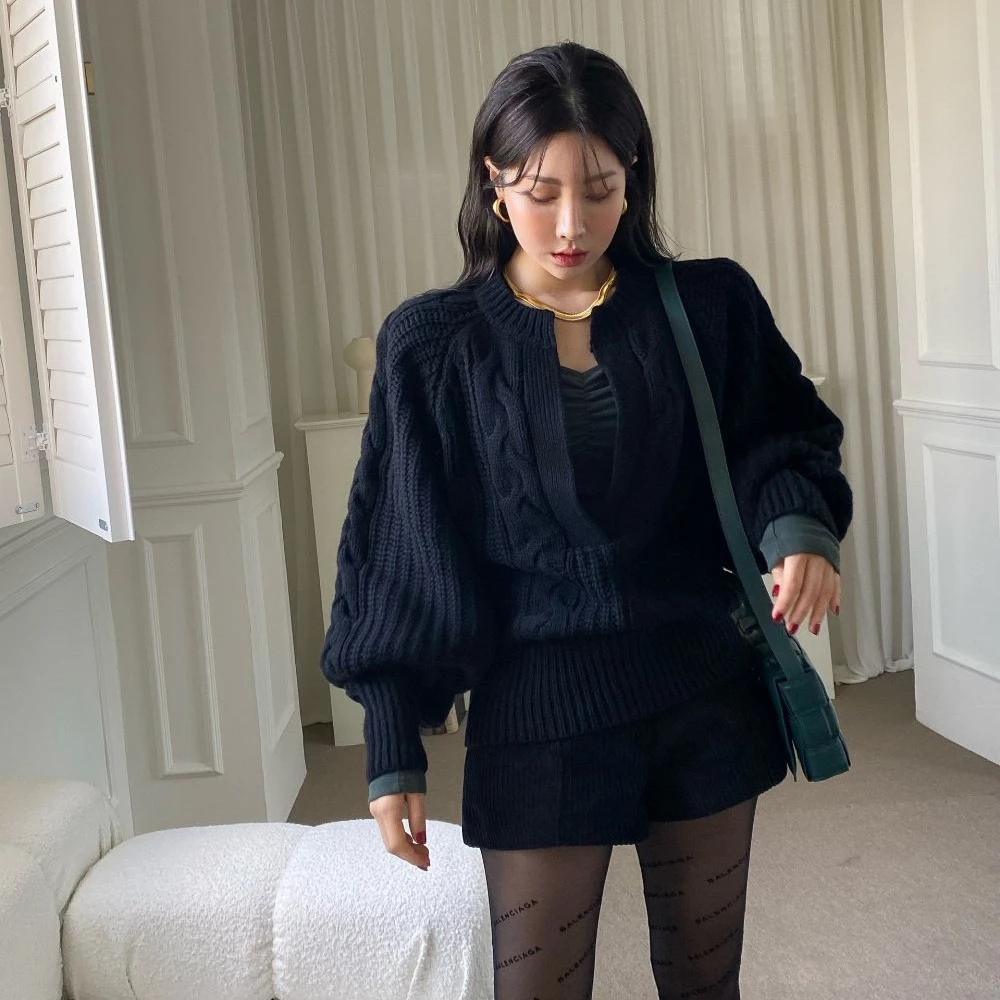 Sweater Women 2023 Autumn Winter Euro-America Style LOOSE O-Neck Vintage Full Loose Women Sweater Girls Knitted Sweater