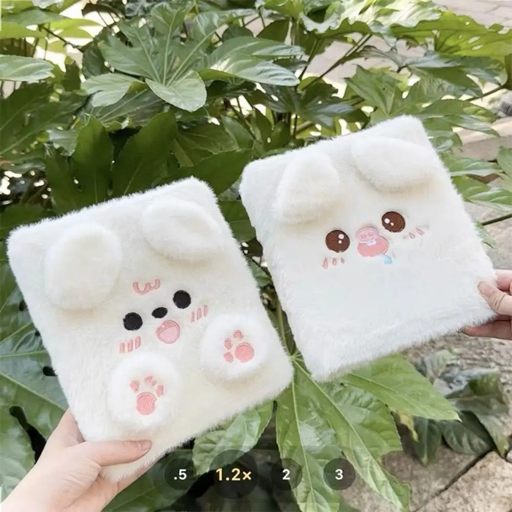 Photo album card binder sleeves fluffy bear plush binder photocard holder plush puppy A6 collect album notebook 4 grids cartoon dog card photocard binder