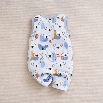 Newborn Clothing Cute Cartoon Animal Print Casual And Comfortable Soft Boy And Girl Summer Round Neck Sleeveless Baby Jumpsuit 3