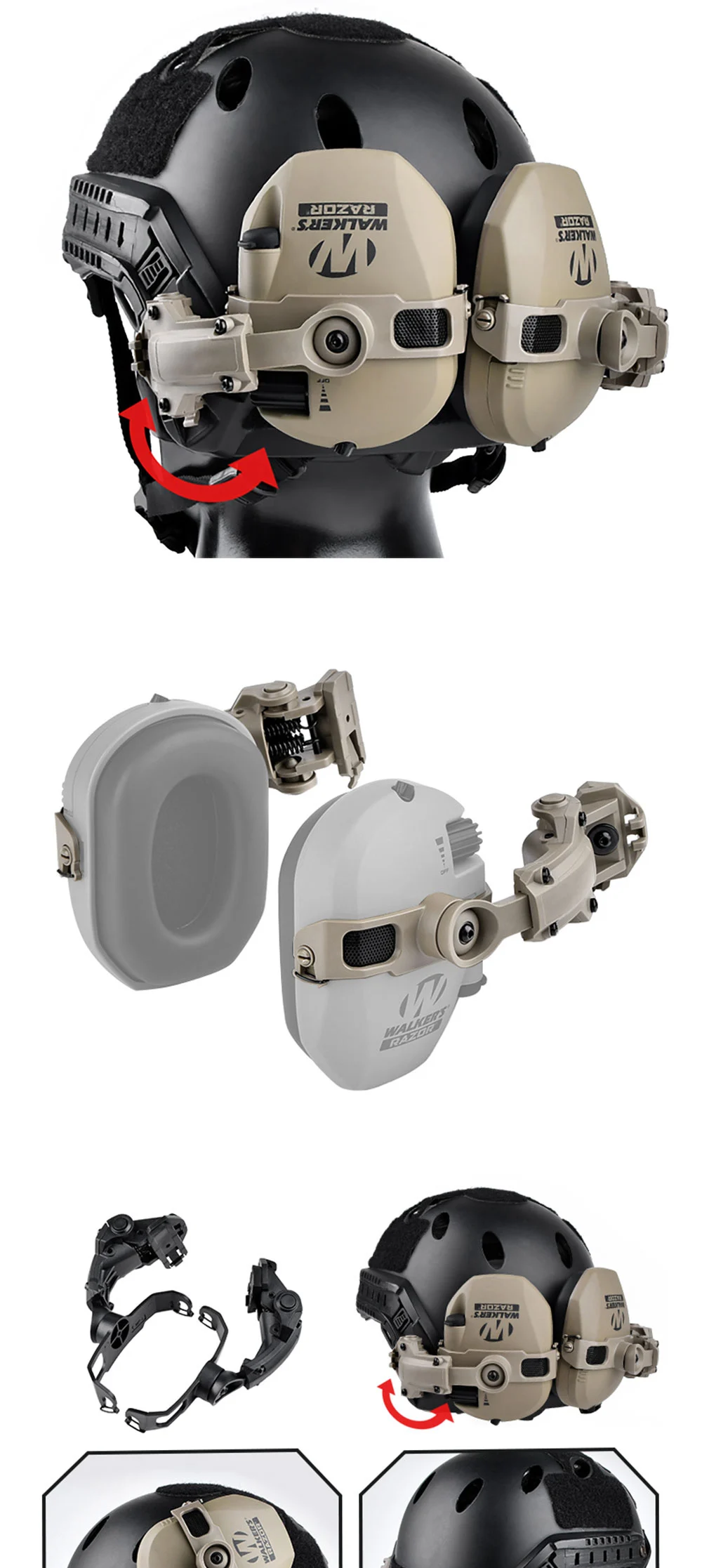 ARC Walker's Razor Headset Helmet Mount Bracket Adapter