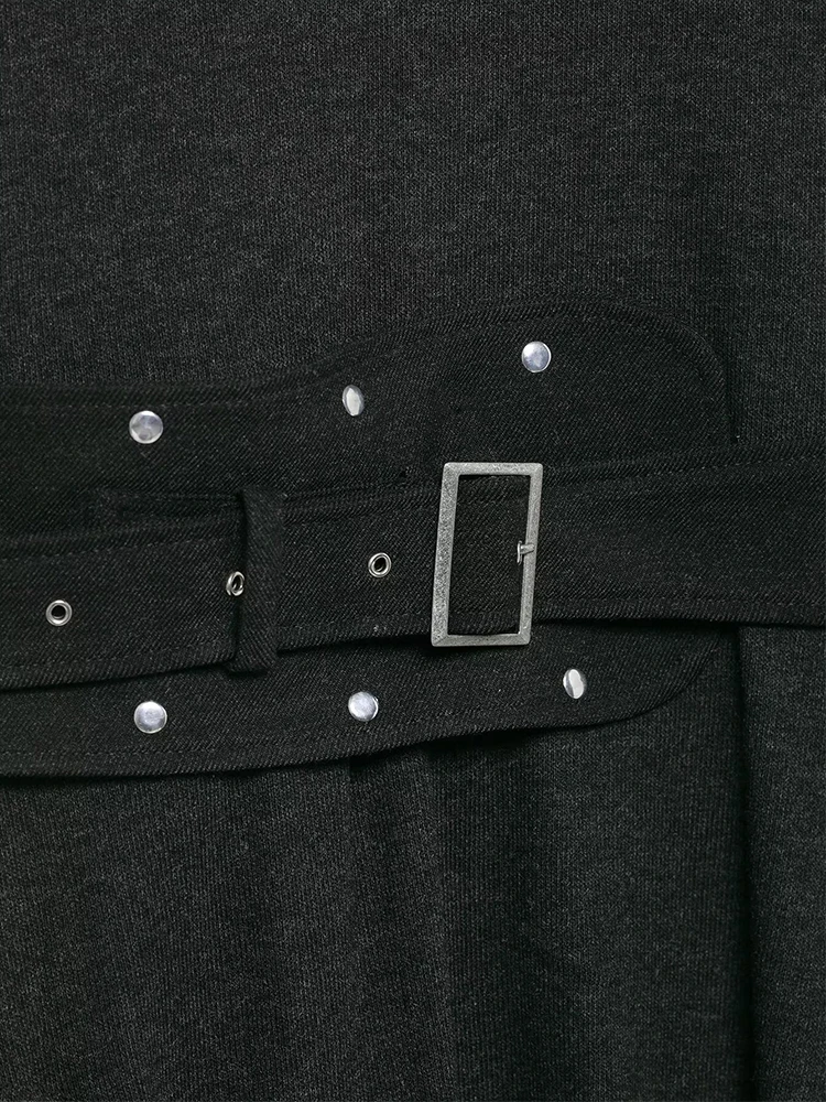 Chic Women Dress New Fashion With Belt Women's Dresses Asymmetry Midi Dress Long Sleeve O Neck Street Casual Dress ﻿