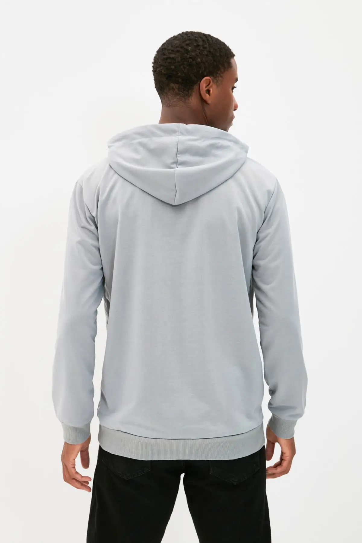 Mens Regular Fit Hood Sweatshirt Men Hooded Long Sleeve Printed Hoodies Sweatshirts for Man in Gray / Grey