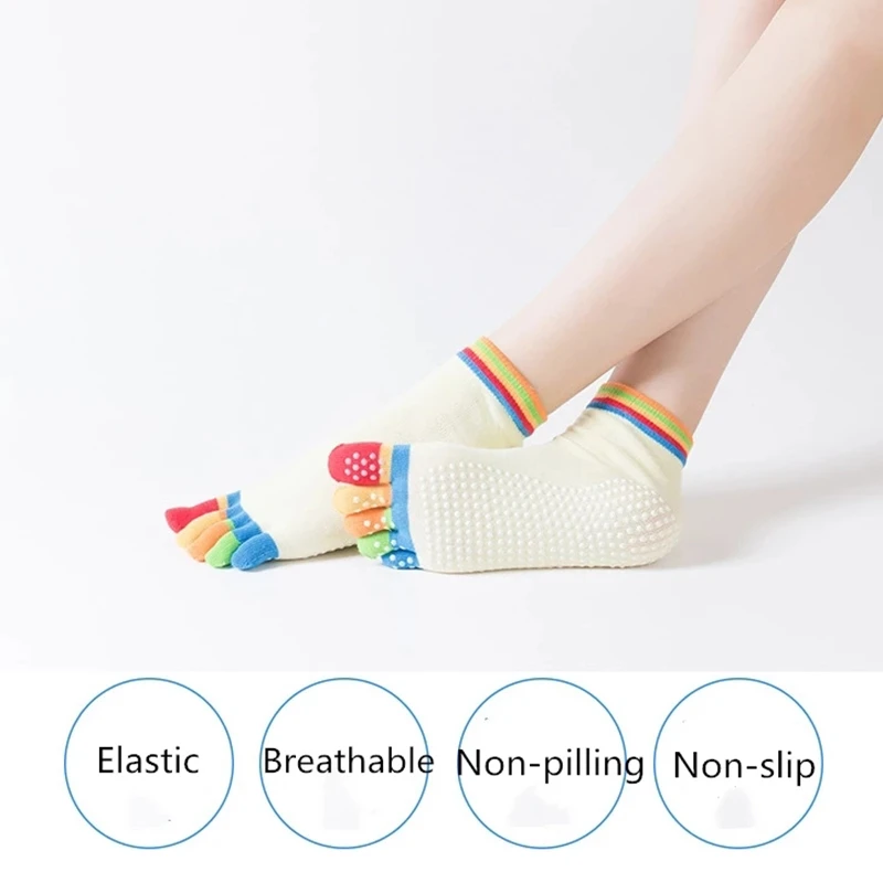 Women Anti-Slip Yoga Sock Ballte Sox Girls Ladies Pilates Colourful Five Finger Sock Ballte Fitness Gym Sport 5 Toe Elastic Sock 7 S54e61da8e1fe4673aeafc157d420e373F