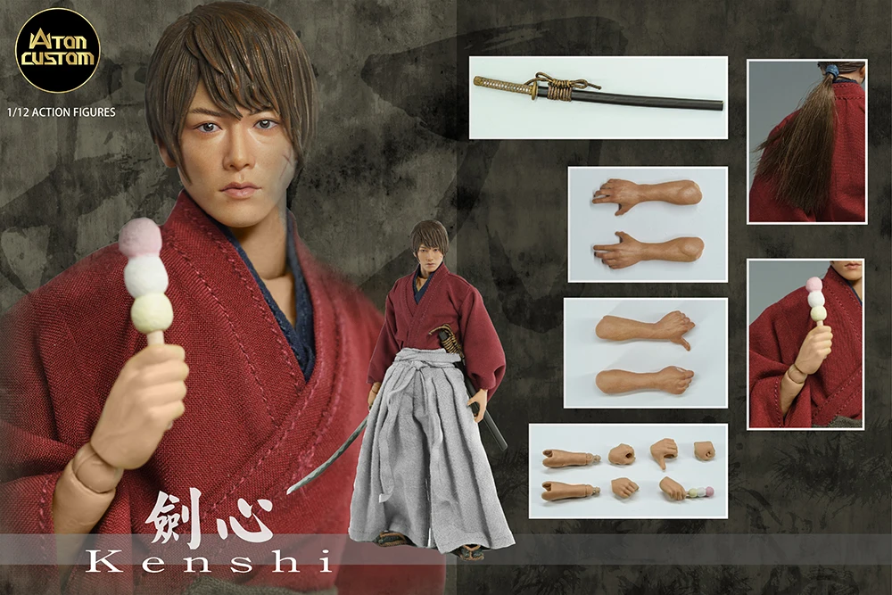 Aton Custom 1/12 サムライ アクションフィギュア Amazon.co.jp: [AC]Atoncustom 1/12 スケール 剣心 侍 剣士 可動
