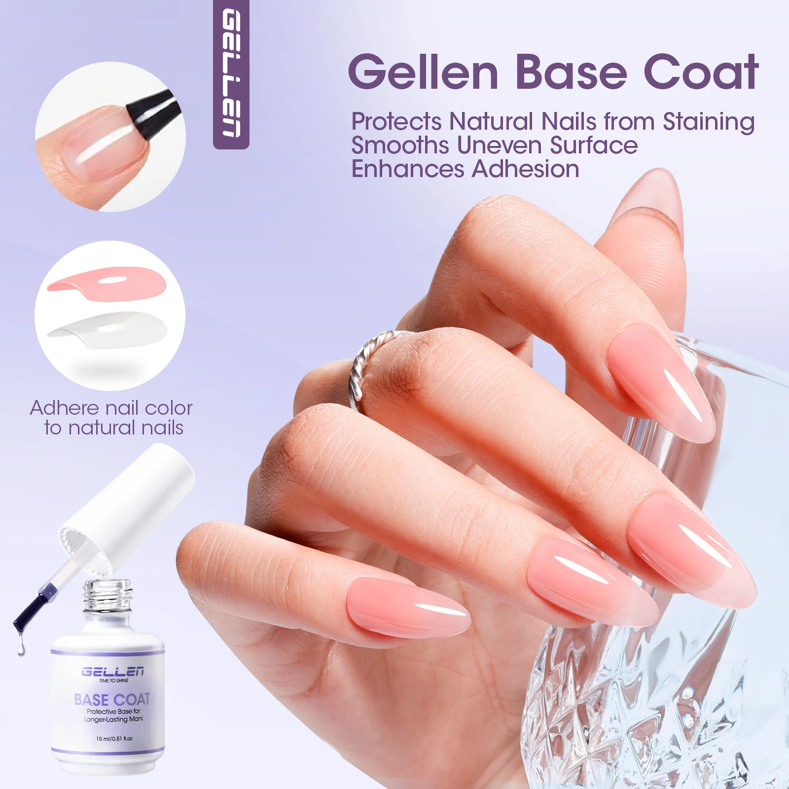 GELLEN Professional Gel Nail Polish Set - Base, Top Coat & Matte Glossy Finishes, Long-Lasting 15ml DIY Manicure Kit