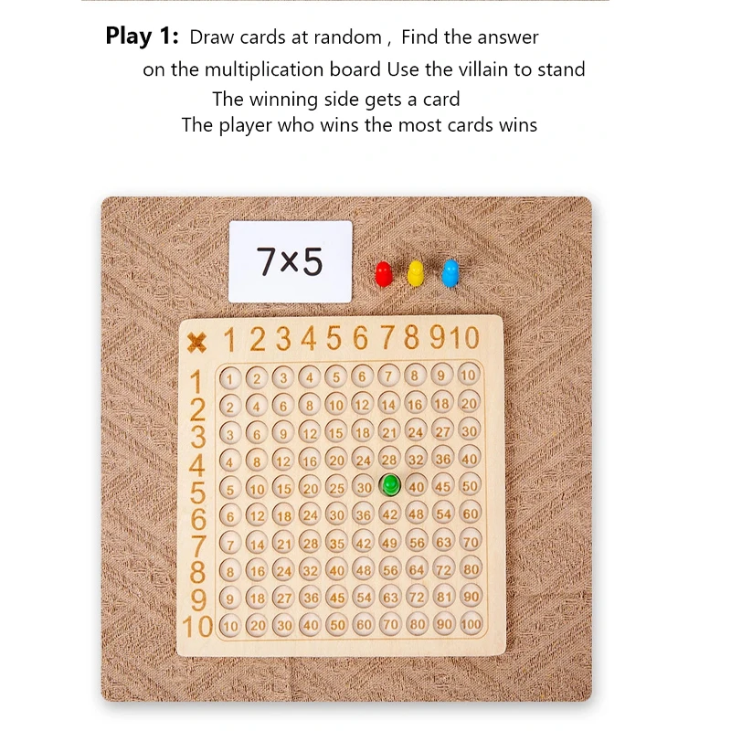 99 Multiplication Board Game Wooden Montessori Learning Educational Toys Math Counting Hundred Children Family Party Games 4