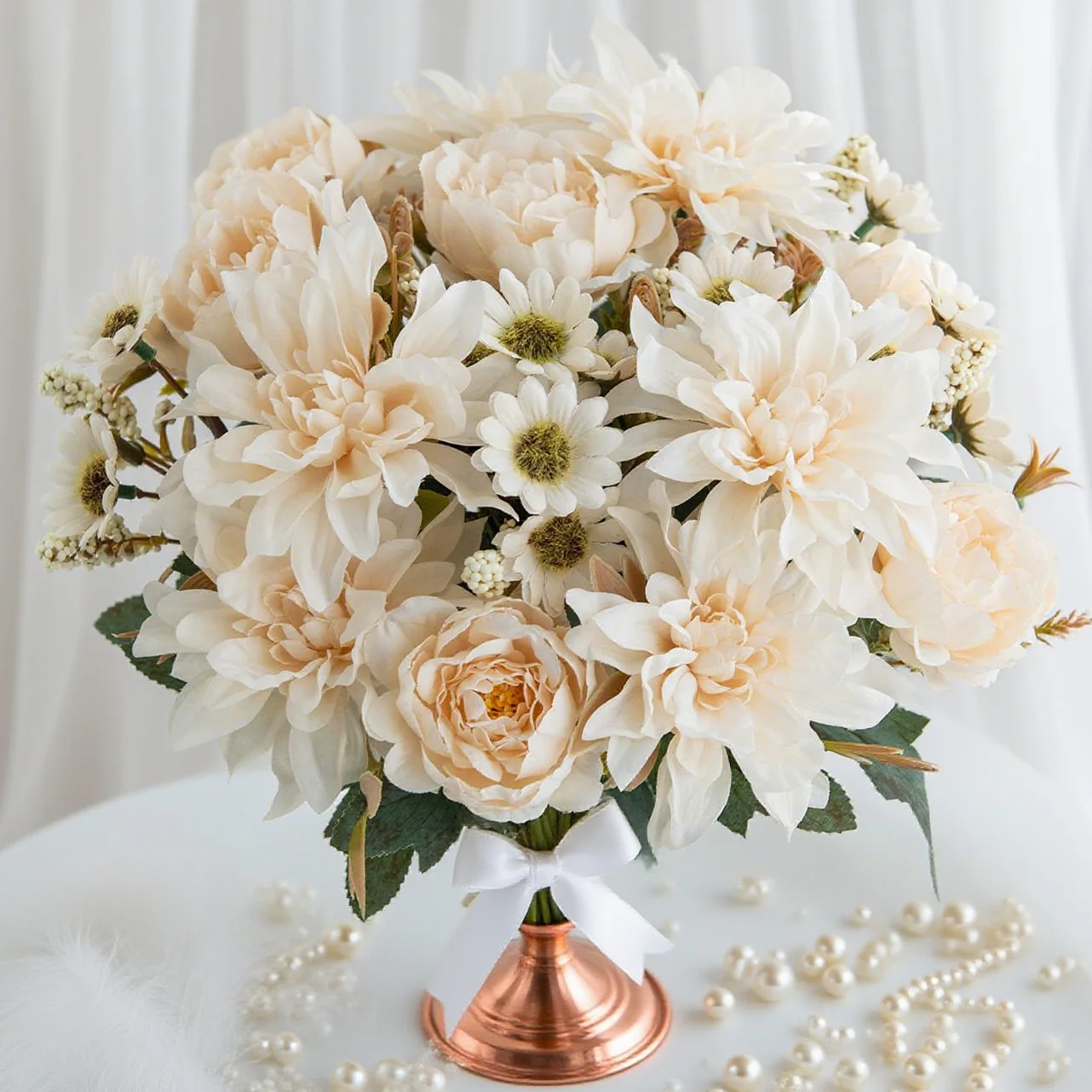 Künstliche Blumen Seiden-Dahlie Rose Gänseblümchen Valentinstag Heimdekoration Kranz Bonsai Tischdekoration Hochzeit Brautstrauß DIY Geschenke
