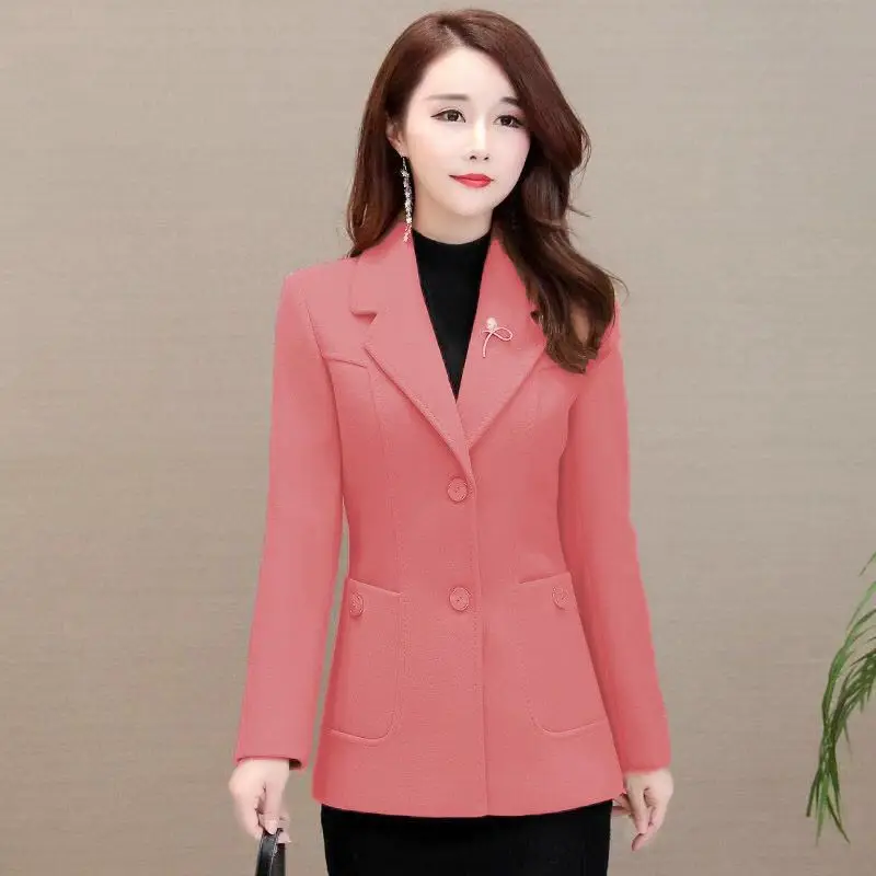 Double Lining Short Casual Woolen Coat Female 2023 Spring And Autumn New Korean Fashion Slim Slimming Woolen Coat FemaleTide 5XL