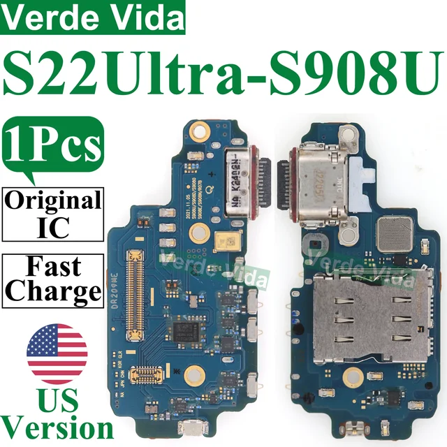 USB شحن ميناء مجلس النسخة الأمريكية حوض موصل الكابلات المرنة لسامسونج S928U S918U S908U S906U S23 S24 الترا S22 زائد S21 FE