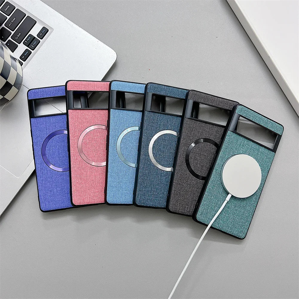 Luxury Linen Fabric Magnetic Wireless Charging Phone Case